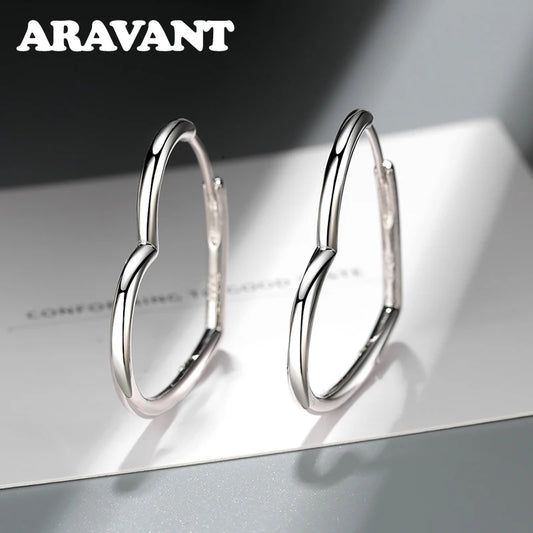 Hemasa  925 Silver Heart Hoop Earring For Woment