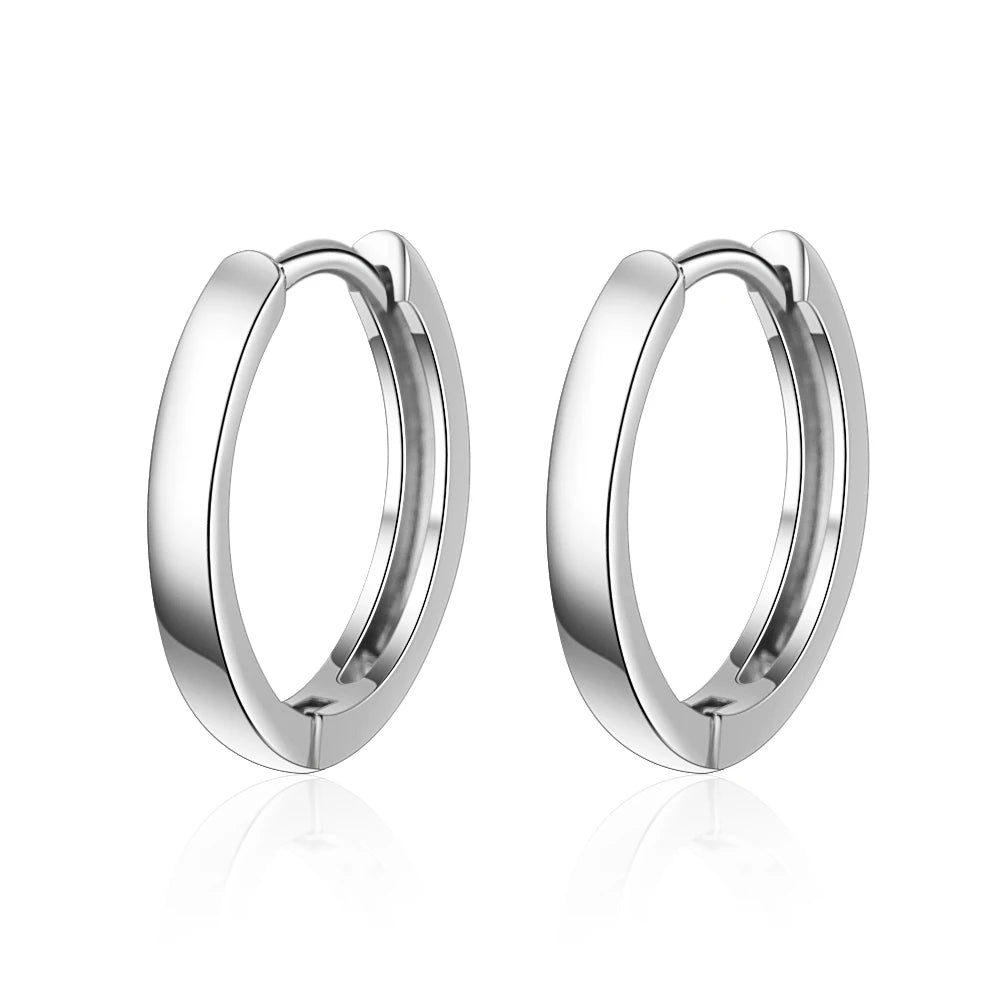Smooth Round Hoop Earrings Genuine 925 Sterling Silver 14mm For Men Woman Trendy Circle Earrings Thick Than Normal One