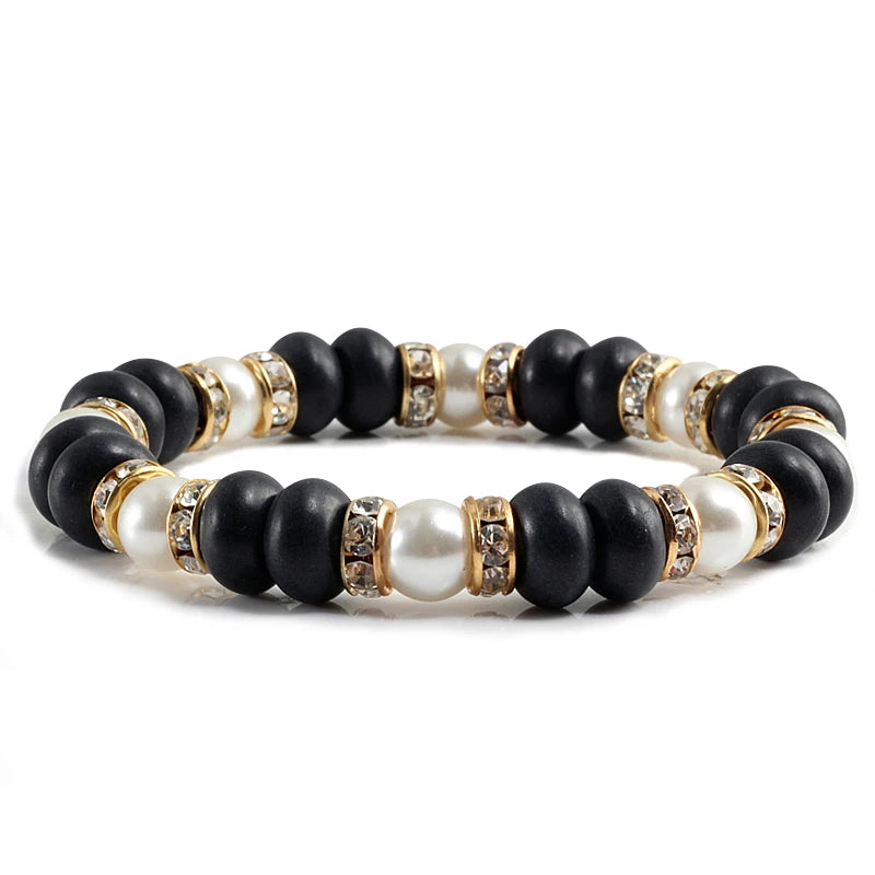Multicolors Charm Women Beads Bracelets White Crystal Natural Stone Stretch Bracelet Pearl Yoga Jewelry Friendship Gift pulseira
