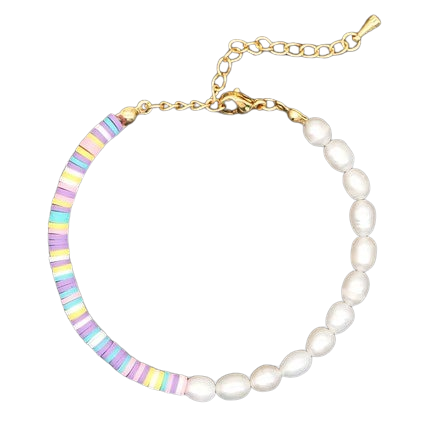 Hemasa  Women  Polymer Clay Summer Beach Freshwater  Pearl Bracelet
