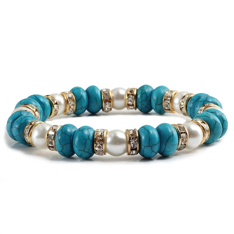 Multicolors Charm Women Beads Bracelets White Crystal Natural Stone Stretch Bracelet Pearl Yoga Jewelry Friendship Gift pulseira