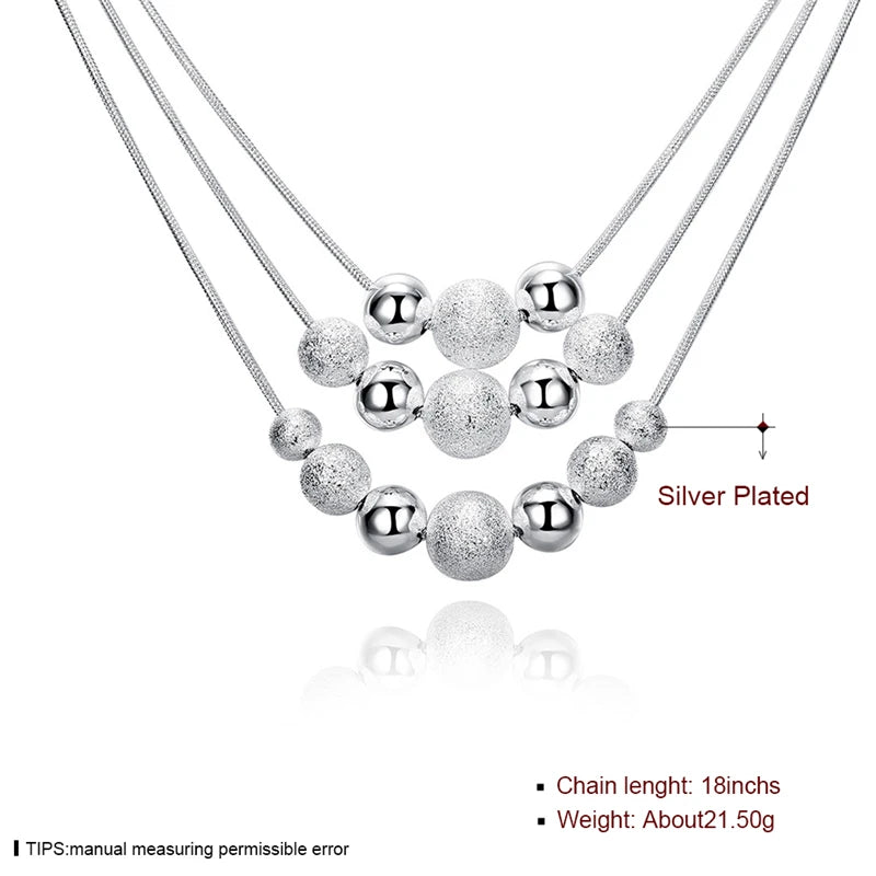 Hemasa 925 Sterling Silver Smooth Matte Beads Necklace Snake Chain For Women Fashion Accessories Wedding Engagement Jewelry