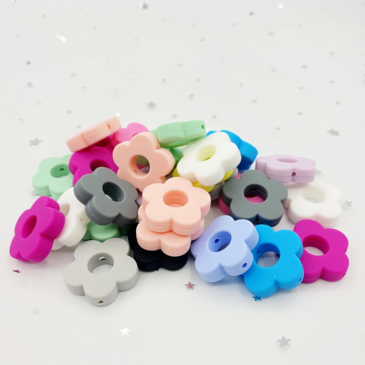 10 pcs Flower Silicone beads Baby Teething nursing DIY Crafts teething chew Beads Clips Soother Chain Accessories babi Toys