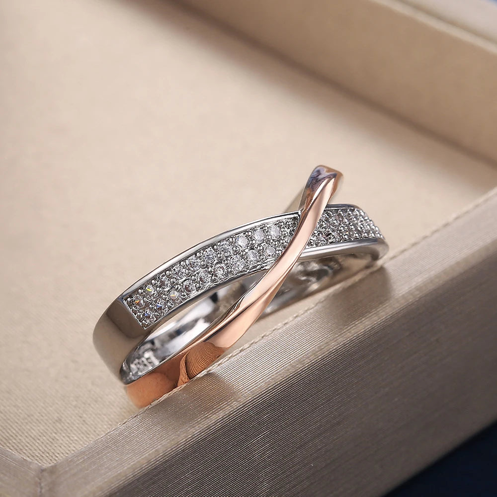 Huitan Delicate Simple Cross Female Ring Love Jewelry Valentines Anniversary Gift Suit Various Occasions Fashion Women Jewelry