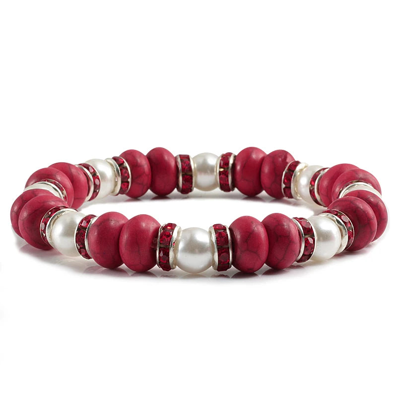 Multicolors Charm Women Beads Bracelets White Crystal Natural Stone Stretch Bracelet Pearl Yoga Jewelry Friendship Gift pulseira