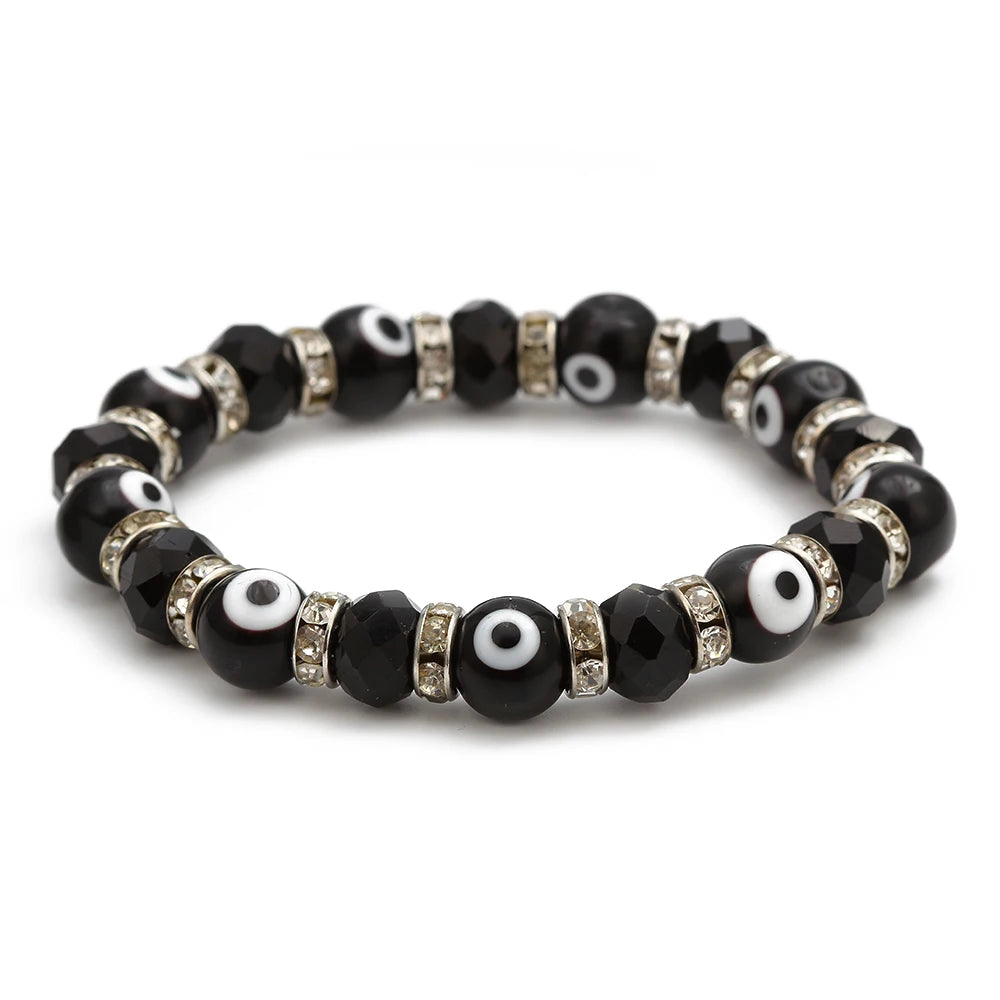 EVIL EYE Glass Bead Strand Bracelet Green Black Red Blue Turkish Eye Bracelet Adjustable Jewelry for Women Female Men EY6482