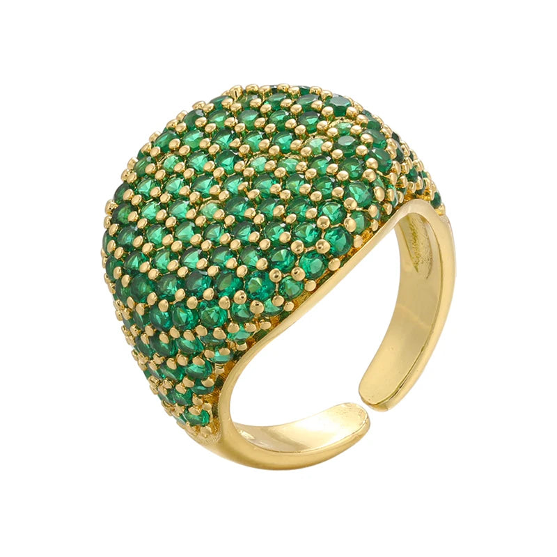 Tejesa  gold color Candy Crystal Ring for women CZ Zircon Opening women Ring