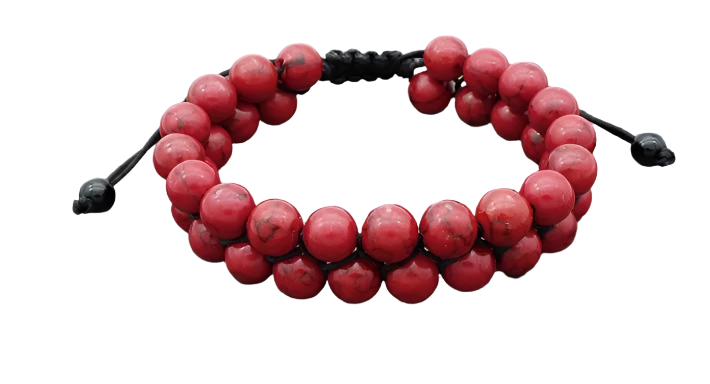 Hemasa 8mm rope two row Yoga Stone black volcanic lava stone ball bead Bracelet adjusted Bangles