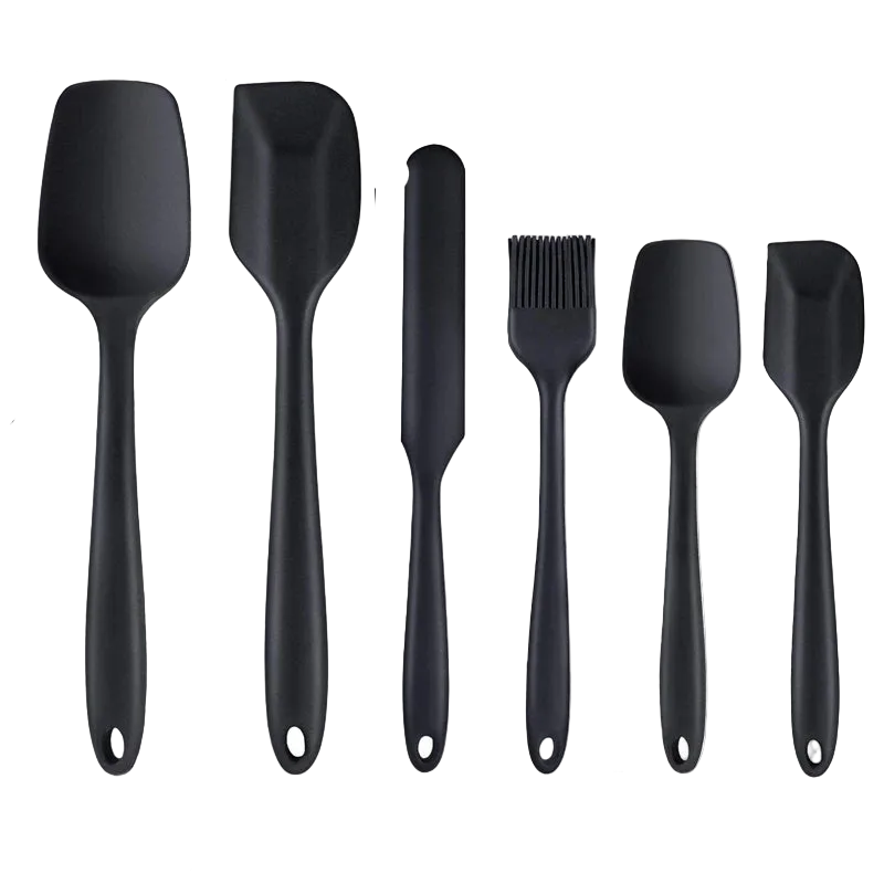 Tejesa 6Pcs Silicone Kitchen Utensils Set Spatula Set Non-Stick Cream Spatula Scraper Spoon Oil Brush Heat Resistant Cooking Tool Set