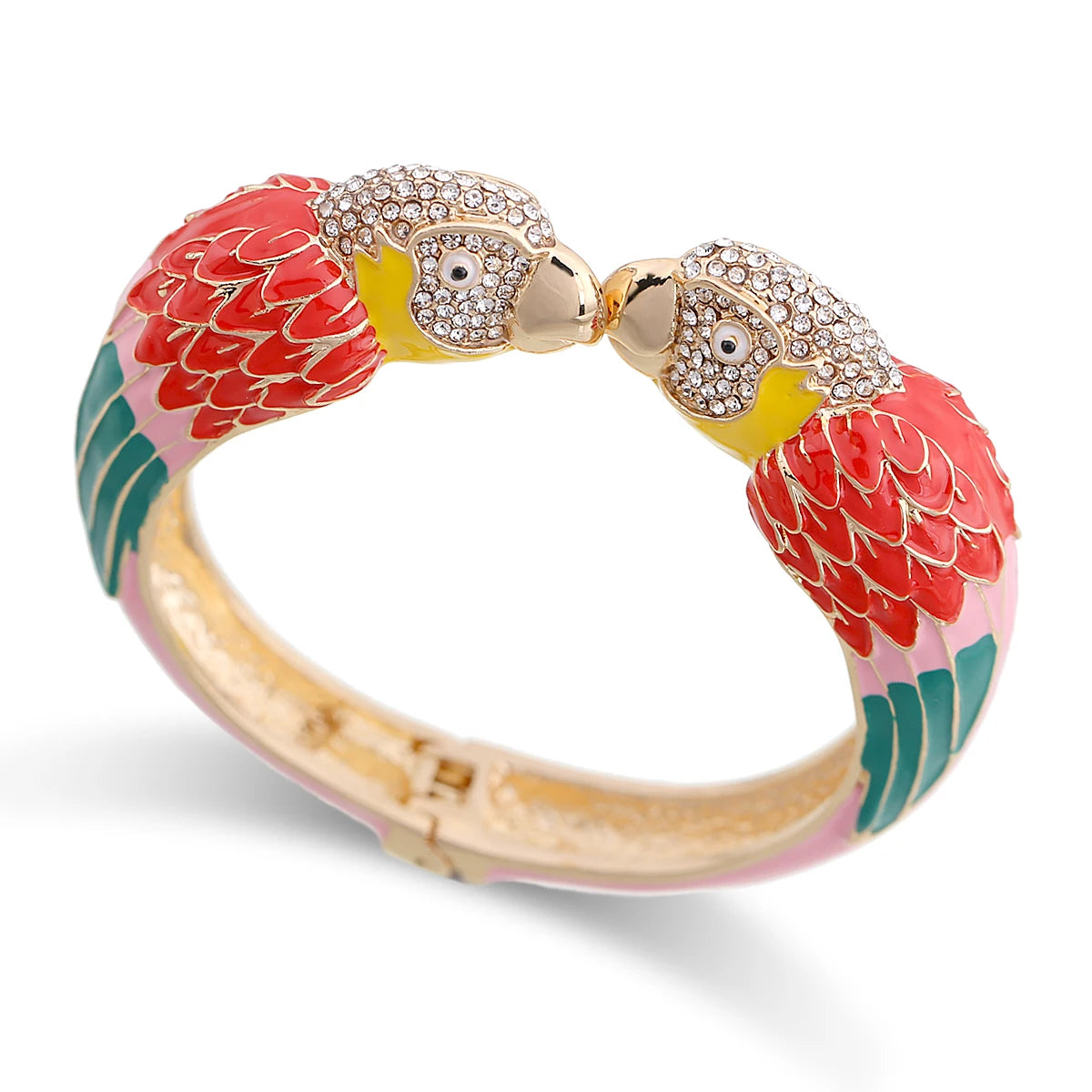 Hemasa Trendy Double Macaw Heads Enamel Cuff Bracelet/ Bangle for Women
