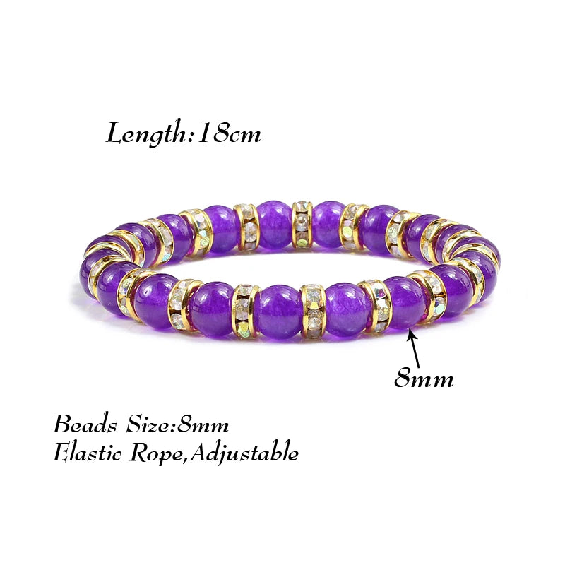 Fashion Natural Stone Chalcedony Bracelets Charm Elastic Beads Bracelet Pulseira for Women Yoga Prayer Energy Jewelry Gifts