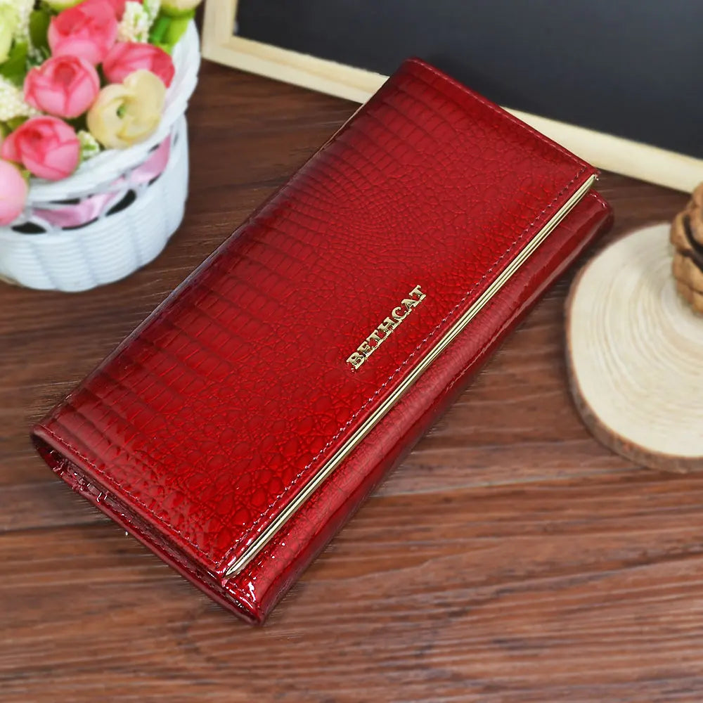 Hemasa Genuine Leather Female Coin Card Holder Purse Ladies Money Bags Alligator Cow Wallets