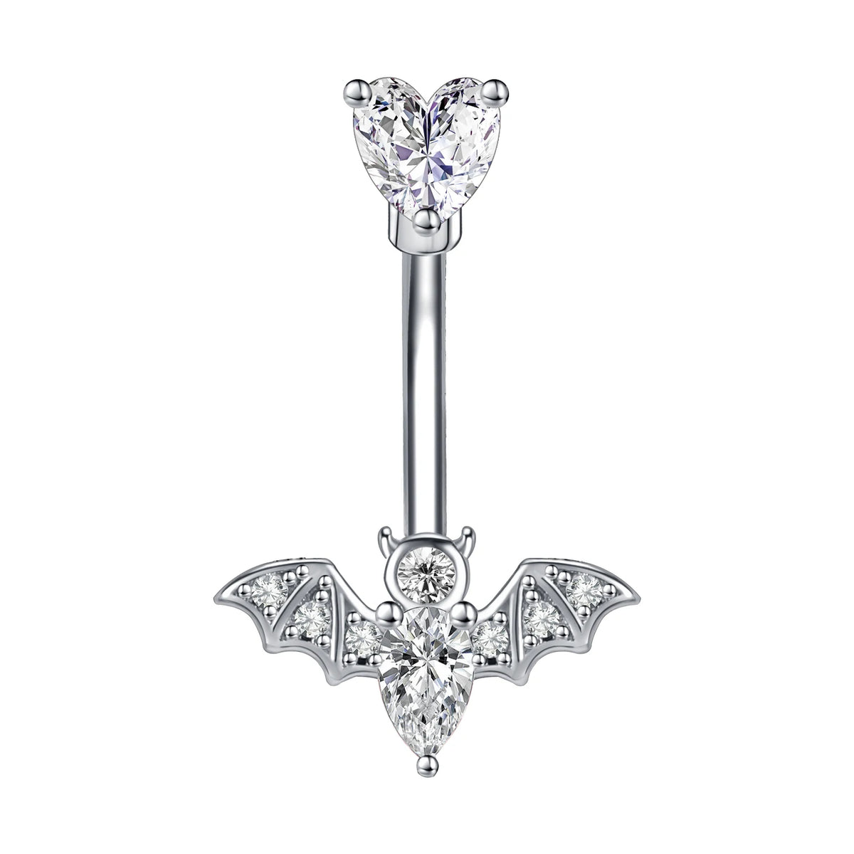 ZS 14G Bat Belly Button Ring Crystal Bat Navel Piercing Black Plated Body Piercing  Red Zircon Bat Belly Piercing Jewelry Women