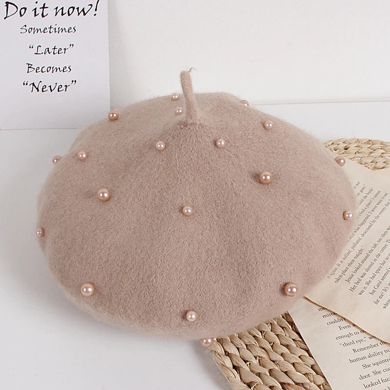 2-6Years Fashion Princess Baby Girls' Lovely Pearl Beret, Multiple Colors Princess Style Hat for Spring Autumn Winter