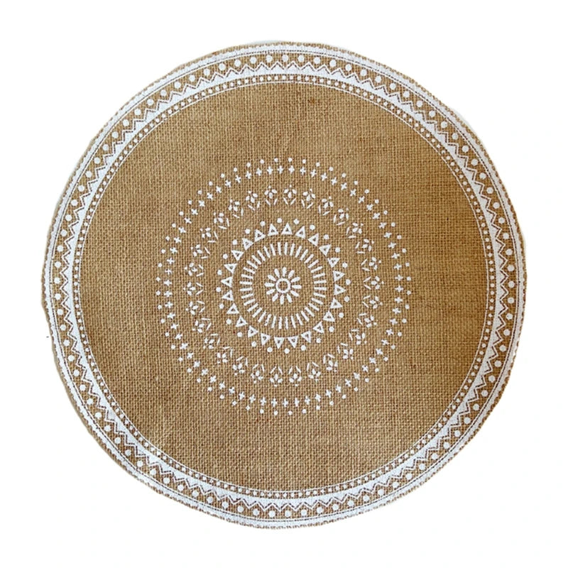 Hemasa Set of 4 Boho Round Jute Woven Place Mats Dining Room Kitchen Table Decor.