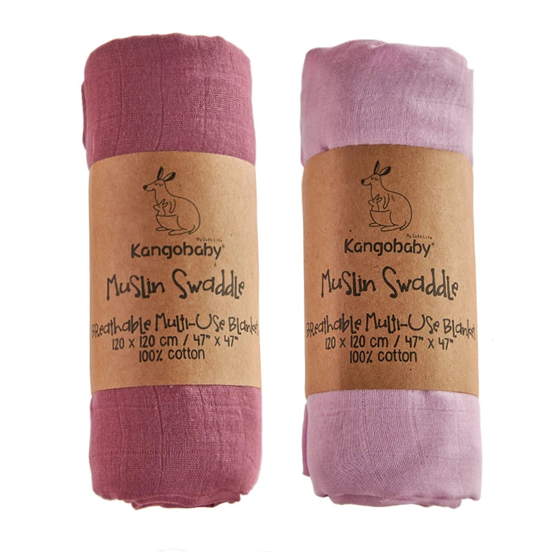 Tejesa 2pcs Set 100% Cotton Baby Muslin Swaddle Blanket / Newborn Bath Towel / Infant Wrap