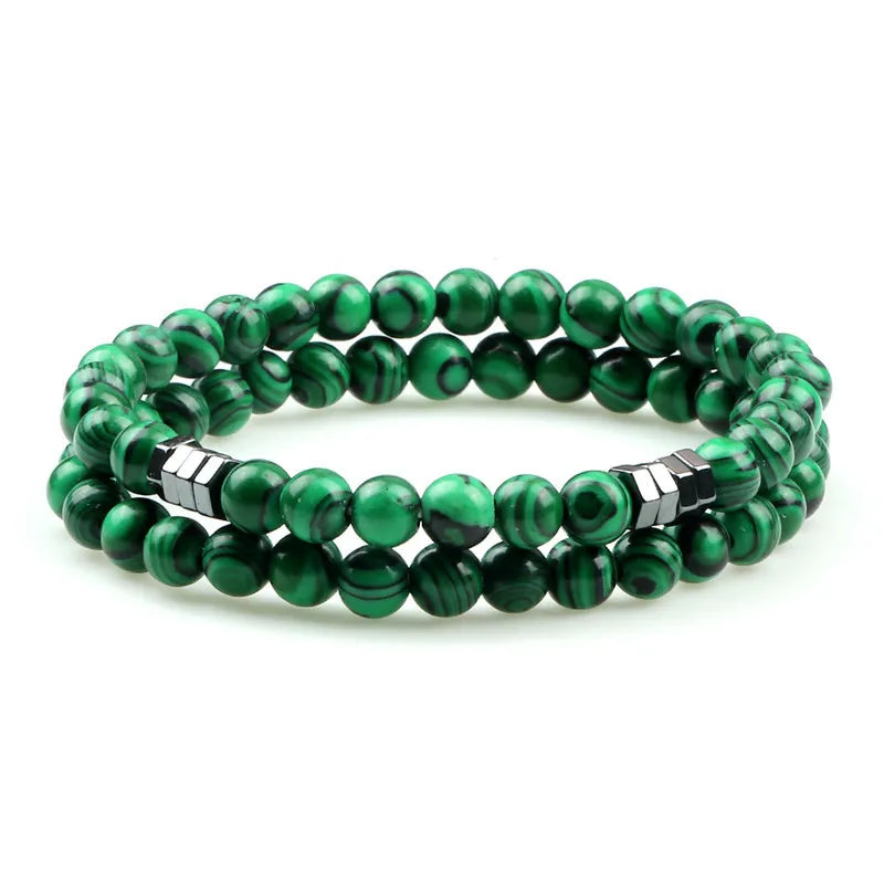 Hemasa 6mm Natural Black Matte Blue Beads Stone Bracelets