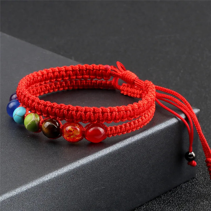 Couple Distance Lucky Bracelet 7 Chakra Black Red White Woven Thread Rope Bracelet Bangles Women Men Charms Bracelet Friend Gift
