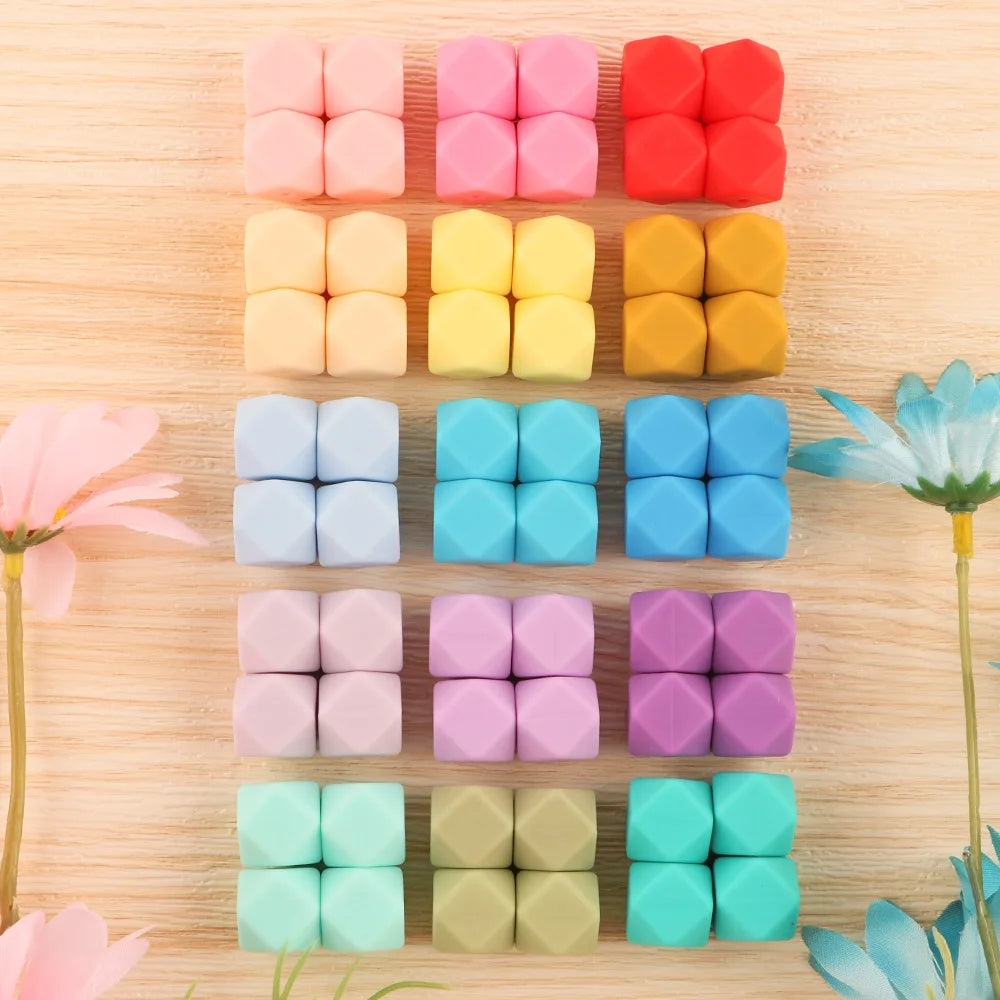 Hemasa  14mm Hexagon Silicone Beads 100/200/500Pcs For Jewelry Making