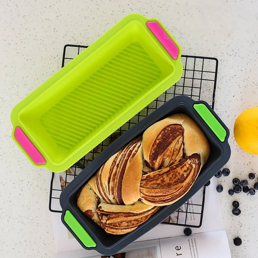 Tejesa   2Pcs Silicone Toast Bread Mold Rectangular Bread Pan Mold Rectangular Cake Baking Tray Non-Stick Loaf Pan Chiffon Cake Mould Kitchen