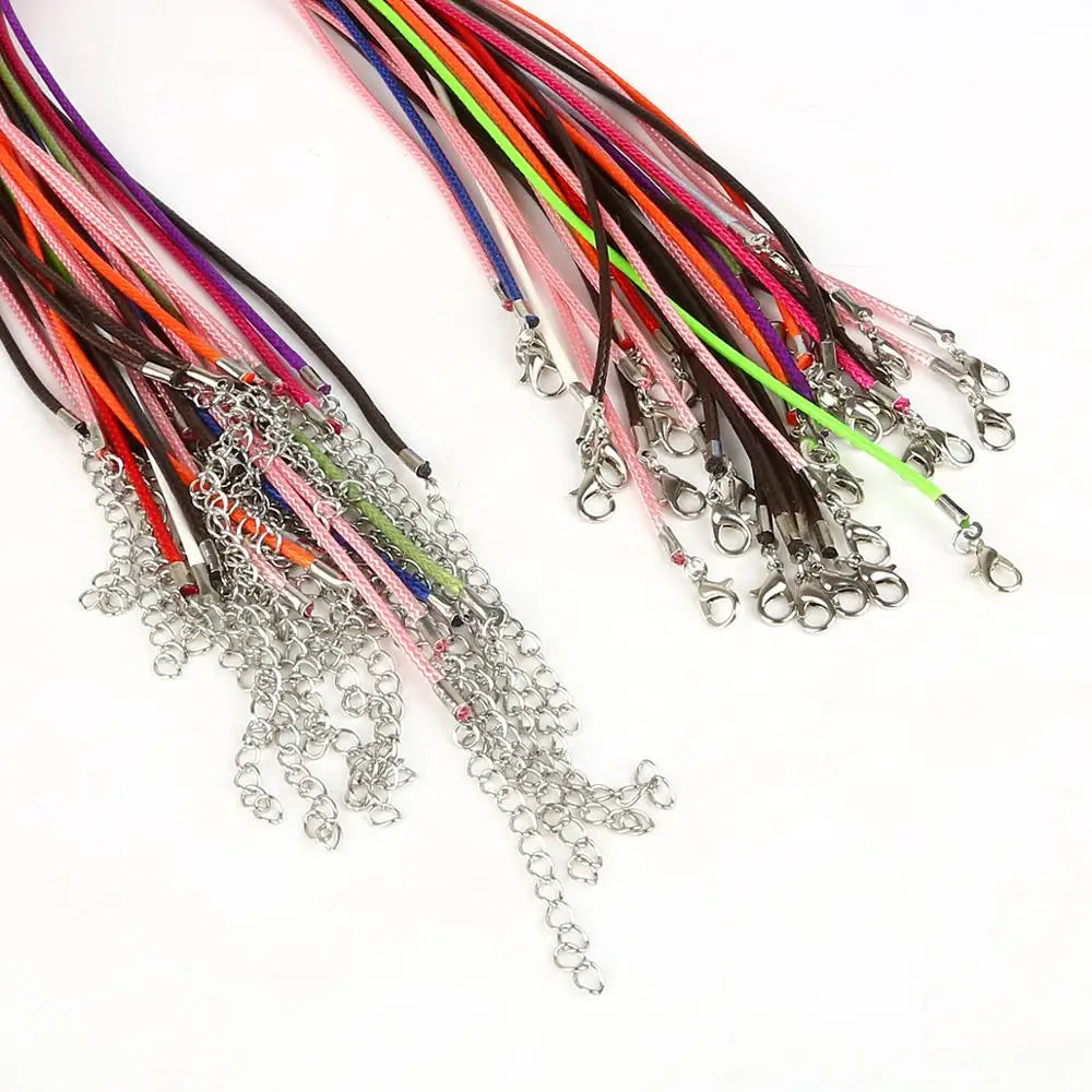 10Pcs 1.5/2mm Cotton Waxed Cord Adjustable Braided Rope String Necklace Chain with Lobster Clasp DIY Jewelry Making Handmade