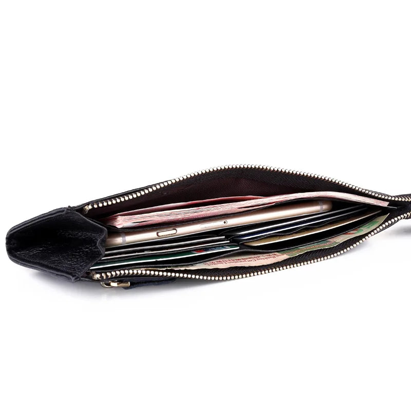 Hemasa  Women Genuine Leather Long Design Zipper Coin Purses Female Clutch Multi-Colors Money Credit Card Holder
