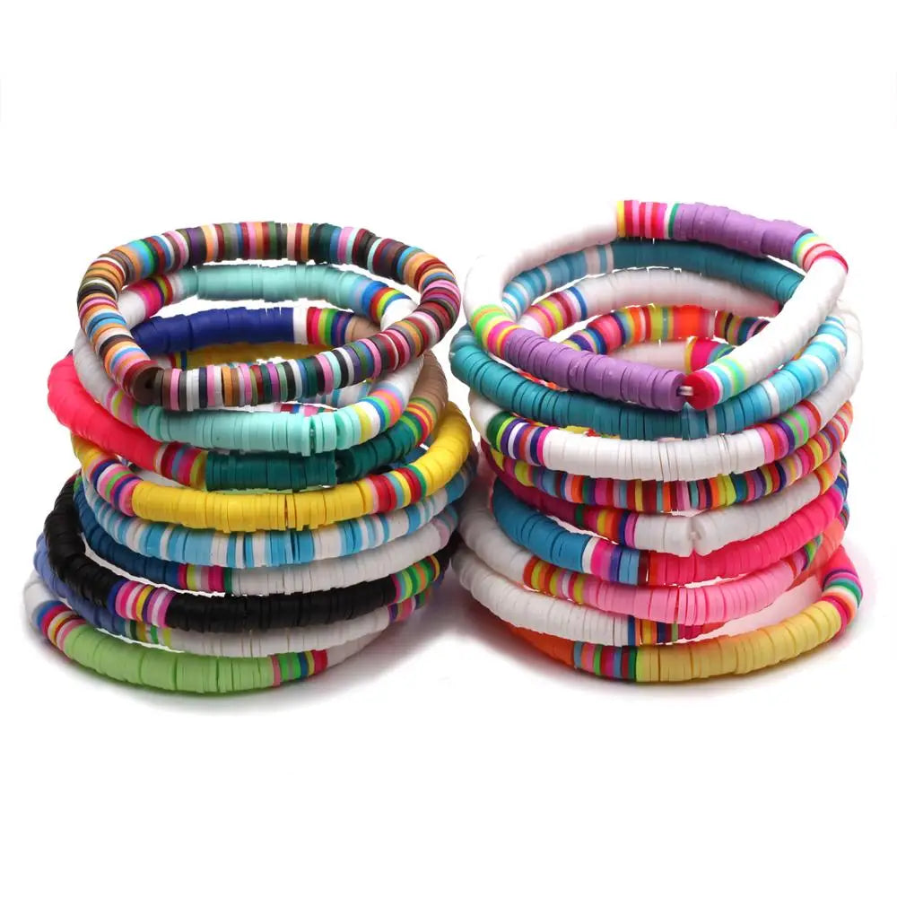 Hemasa Boho African Multicolor Polymer Clay Heishi Beads  Bracelet Women /Girl