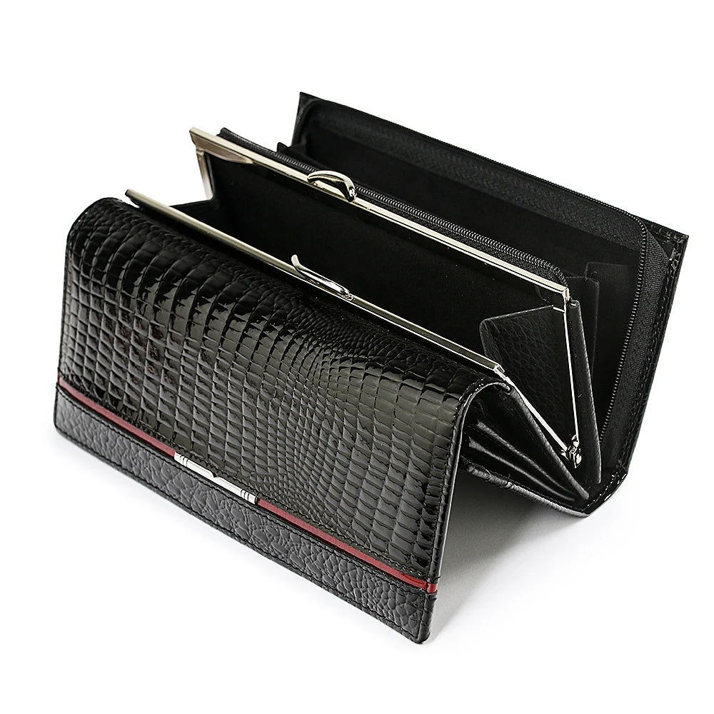 Hemasa Leather Purse/ Ladies Long Wallets Leather Money Bag with Coin Card Holder Clutch