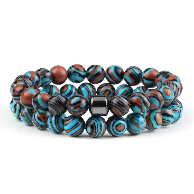 Hemasa Malachite Beads Bracelet Set /8mm Natural Lava Stone Bracelets for  Women