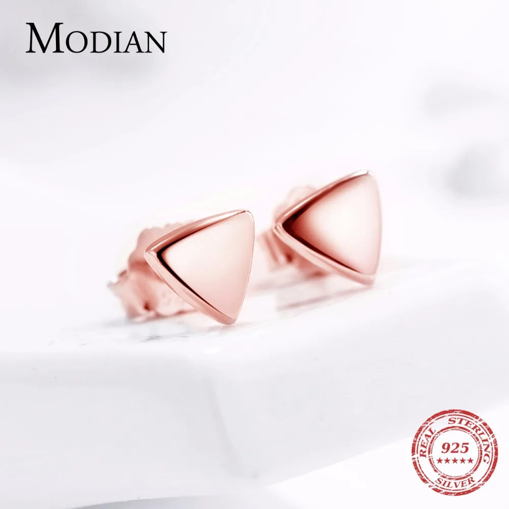 Modian 2021 Hot Sale Real 925 Sterling Silver Fashion Exquisite Triangle Stud Earrings Simple Style For Women Jewelry Bijoux