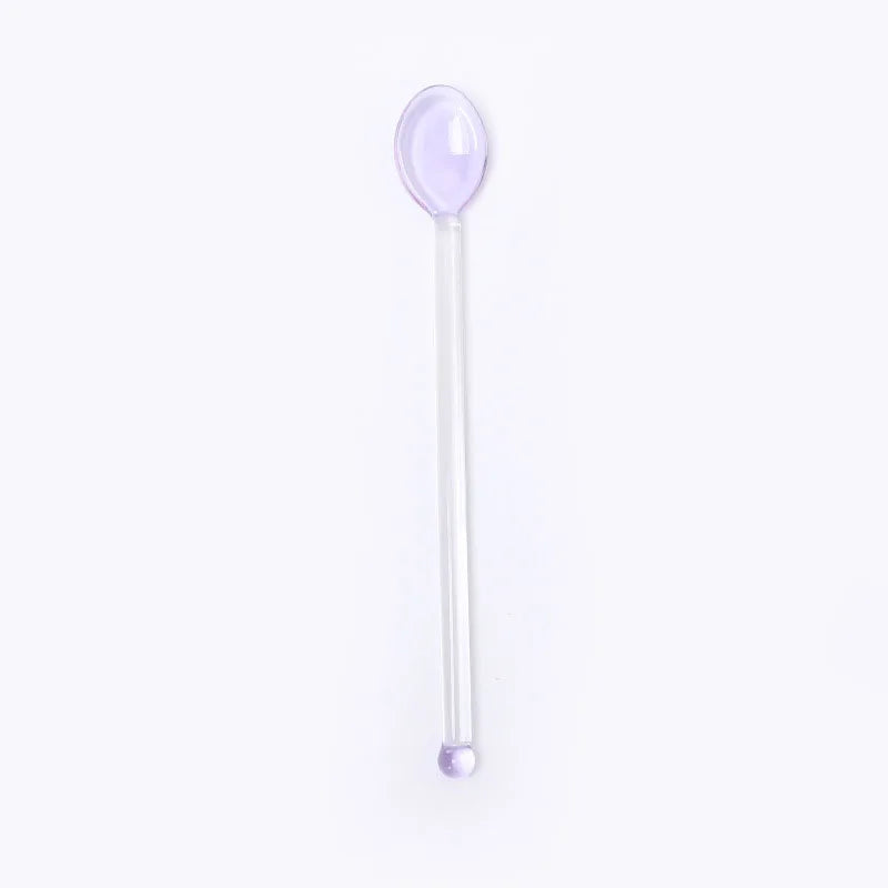 1pc Glass Dinnerware Spoon Tea Dessert Coffee Ice Cream Accessories Bar Tools New Long Handle Kitchen Accessories New