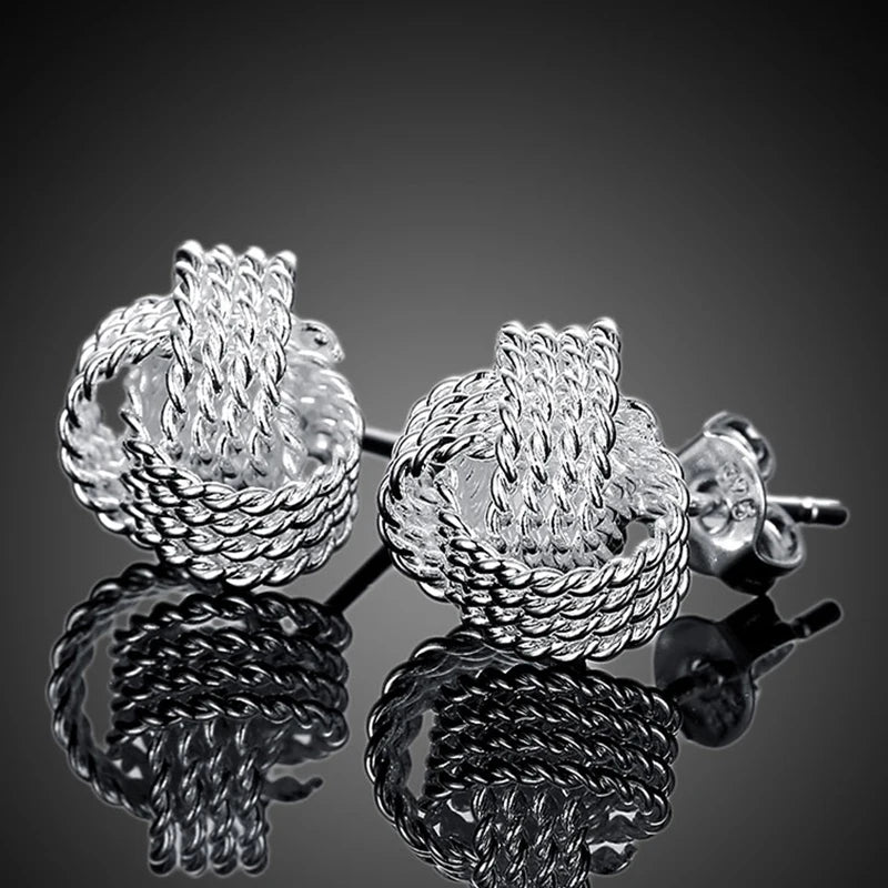 Hemasa  925 Sterling Silver Elegant Soft Winding Stud Earrings for Women