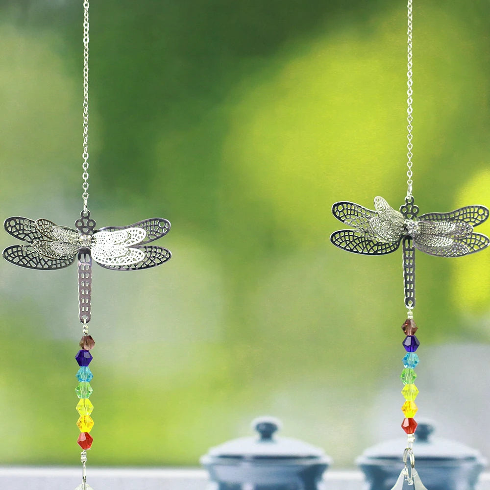 30mm Ball/50mm Mapleleaf Handmade dragonfly Crystal Ball Prism Rainbow Maker With Octagon Beads Home Hanging Suncatcher Ornament