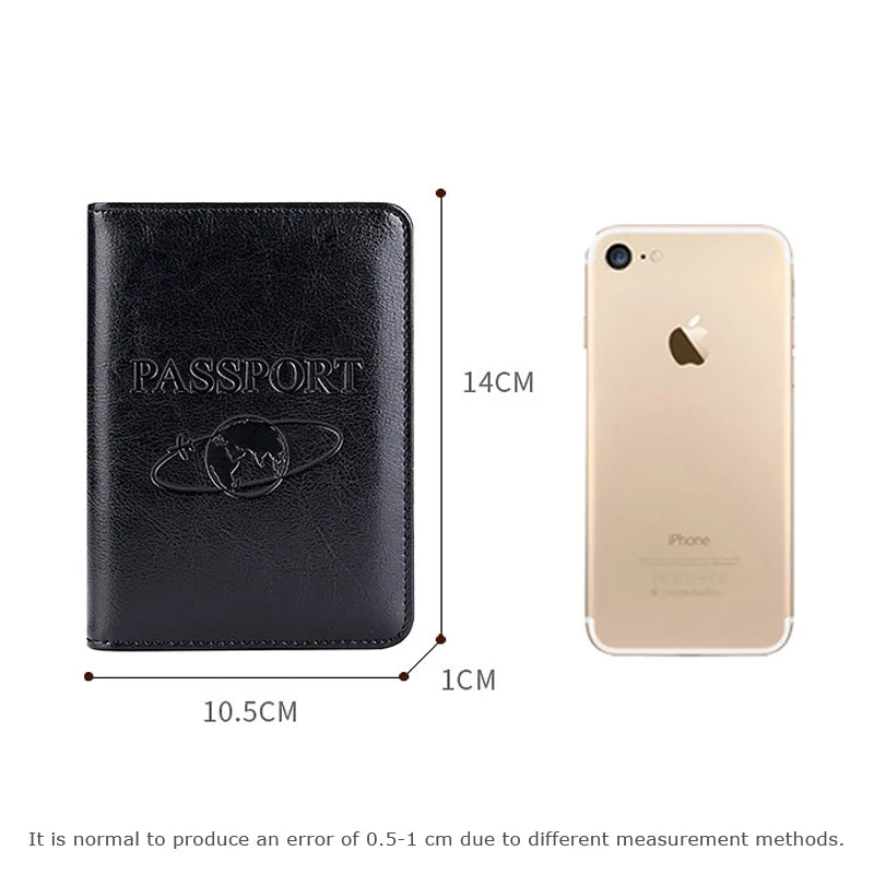 Tejesa Passport Holder RFID Blocking Genuine Leather on Cover for Passport Bag/ Multifunctional Travel Air Ticket Leather Case Wallet