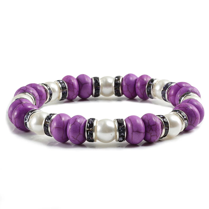Multicolors Charm Women Beads Bracelets White Crystal Natural Stone Stretch Bracelet Pearl Yoga Jewelry Friendship Gift pulseira