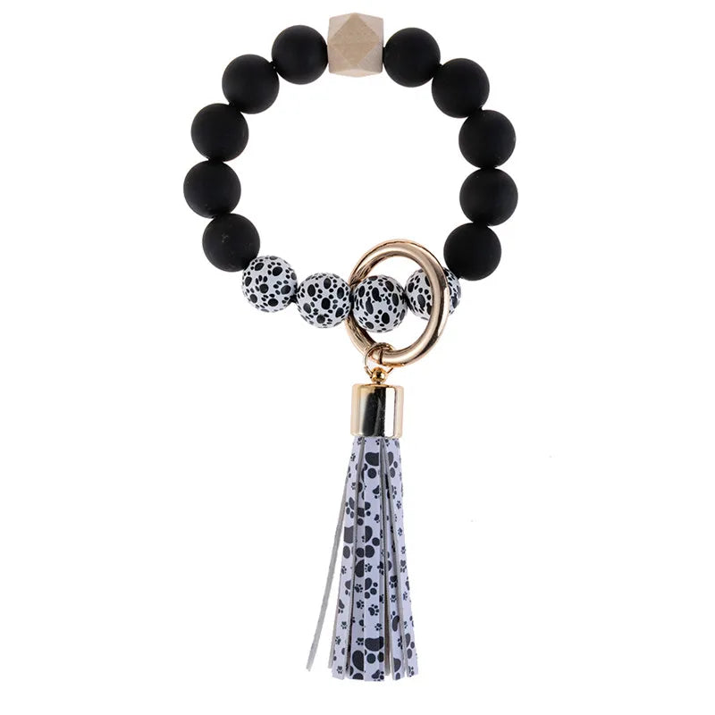 Hemasa   Silicone Beads  Bracelet Pendant Keyring For Women Tassel Charms Accessories