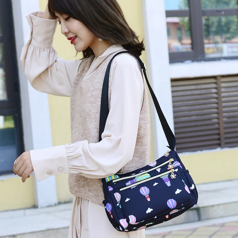 Tejesa Multi Pockets Women Messenger Bag High Quality Durable Fabric Handbag Female Lightweight Nylon Shoulder Bag For Women