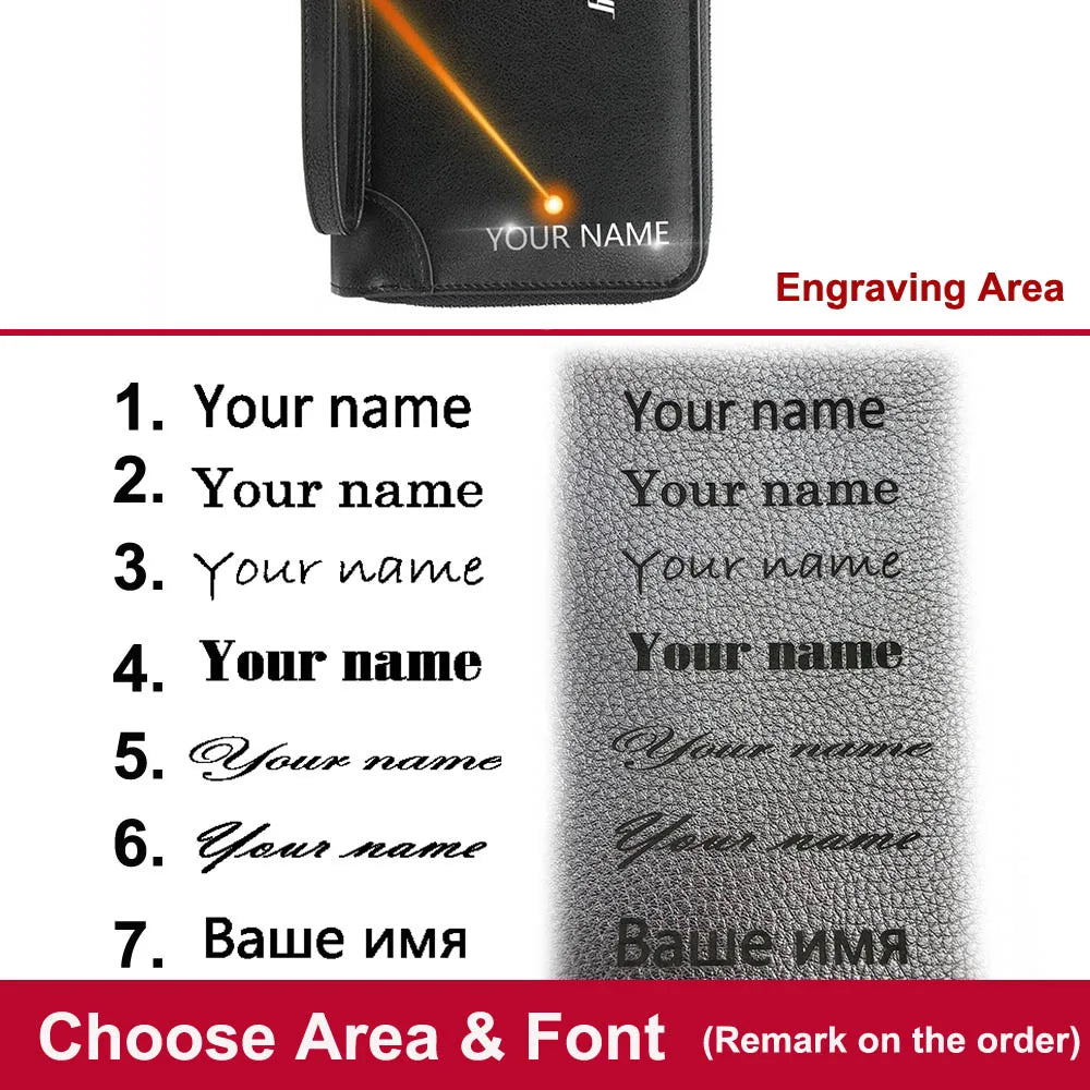 Name Engraving Baellerry Men's Long Purse Men Wallets Men Clutch Wallets Business Large Capacity High Quality Brand Male Purse