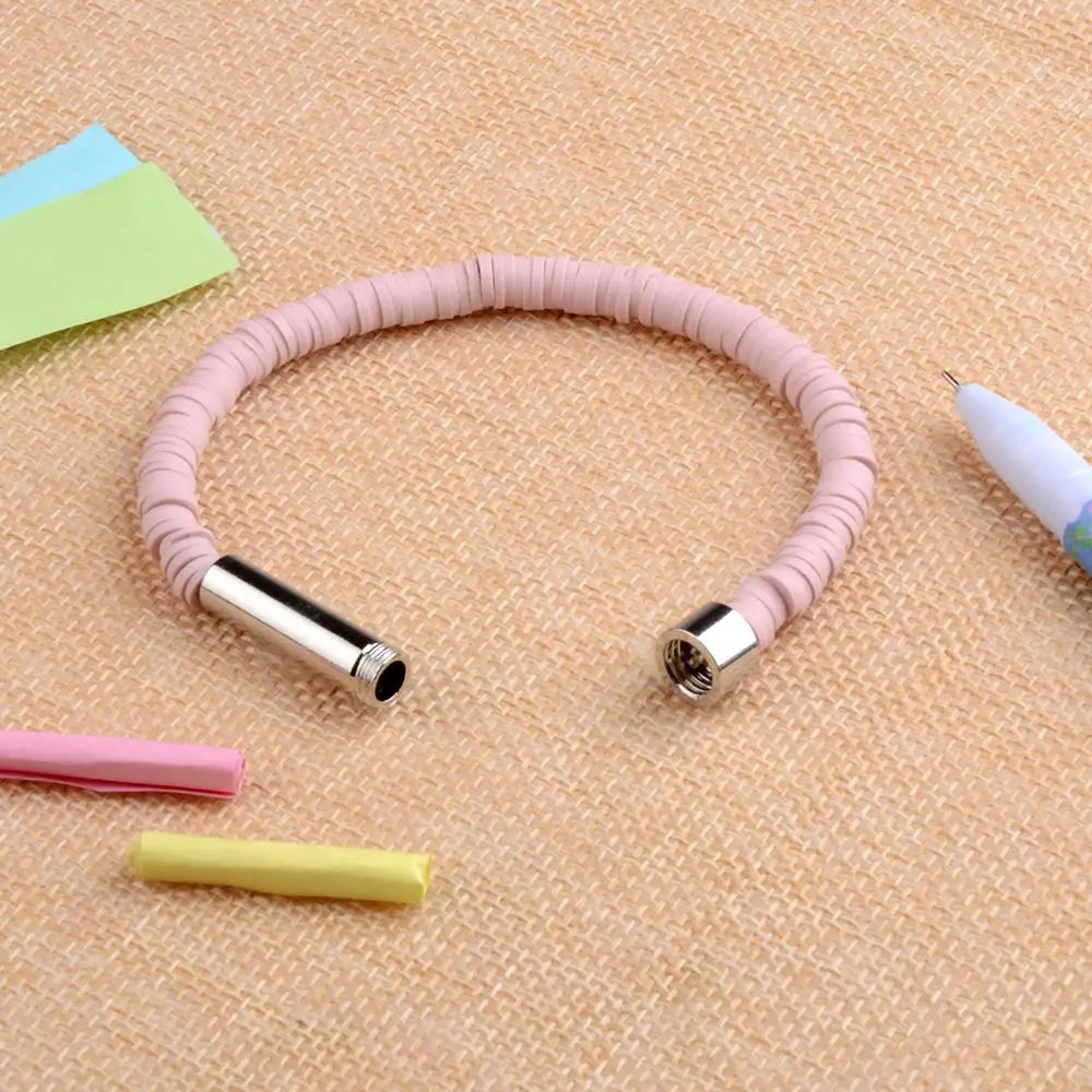 Hemasa Pink Flat Round Polymer Clay Beads Bracelets&Bangles For Women