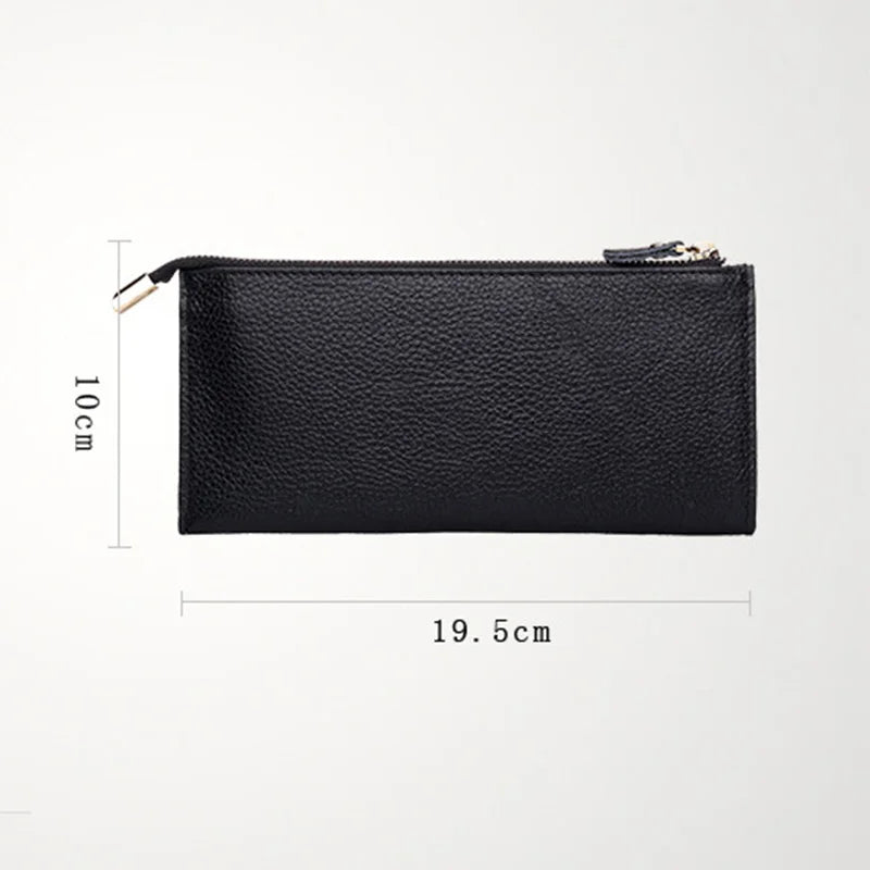 Hemasa  Women Genuine Leather Long Design Zipper Coin Purses Female Clutch Multi-Colors Money Credit Card Holder