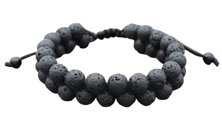 Hemasa 8mm rope two row Yoga Stone black volcanic lava stone ball bead Bracelet adjusted Bangles