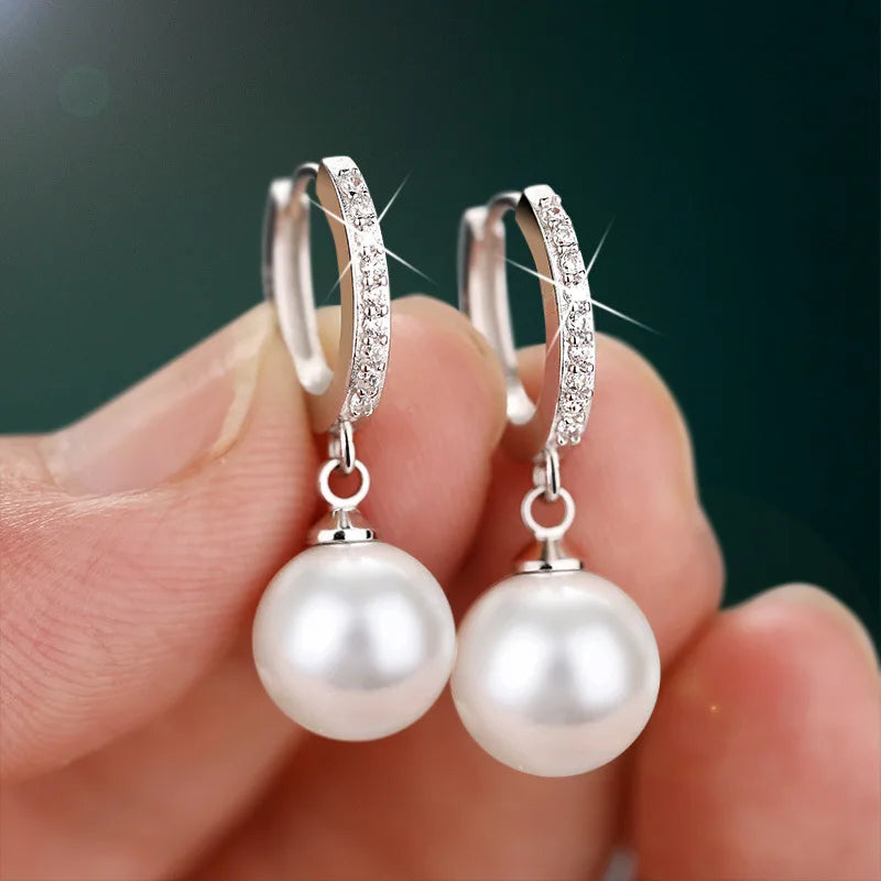 Hemasa Natural Freshwater Pearl 925 Sterling Silver  Earrings  For Women Wedding Gift