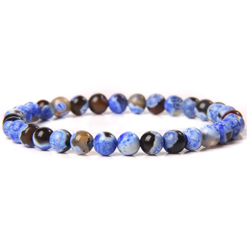 Hemasa 6mm Natural Stone Beads Bracelet/ Blue Tiger/ Eye lapis lazuli Beads Stretchable  Bracelet for Women Men Yoga Energy Jewelry