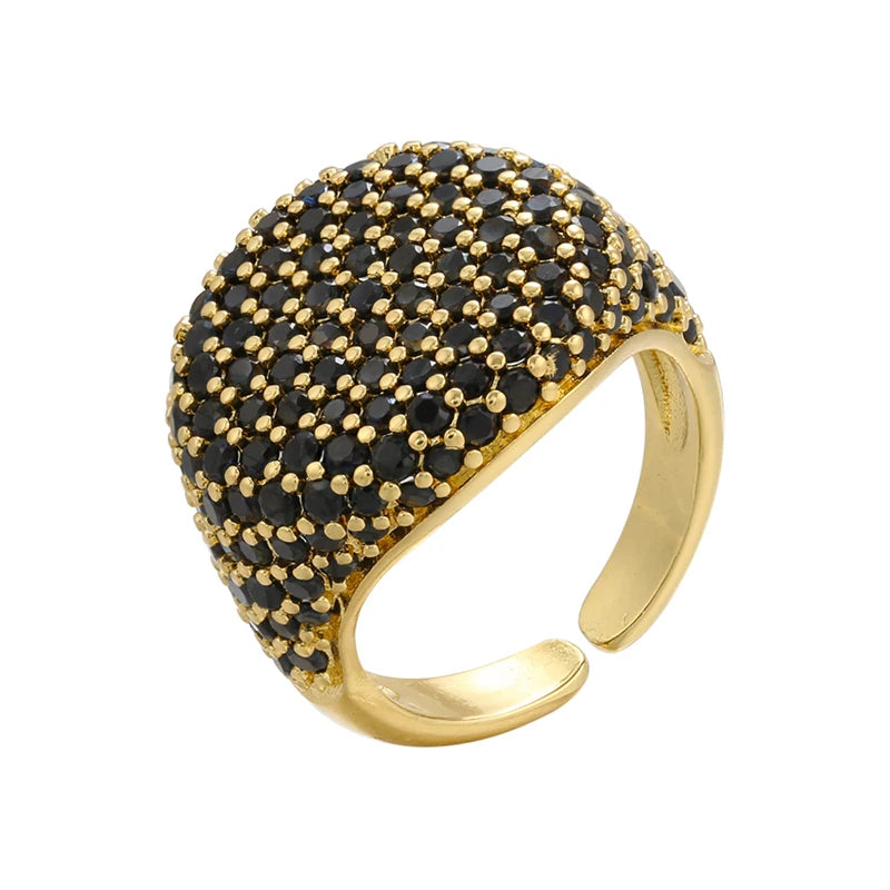 Tejesa  gold color Candy Crystal Ring for women CZ Zircon Opening women Ring
