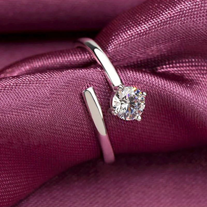Fashion Hot Sale 925 Sterling Silver Adjustable Sexy Rings Cubic Zirconia Mini Simple Design Finger Ring For Women Jewelry Gift