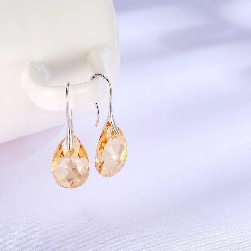 Women Fashion Water Drop Crystal Earrings  Dangle Earring CZ Charm Bridal Wedding Engagement Jewelry Gifts