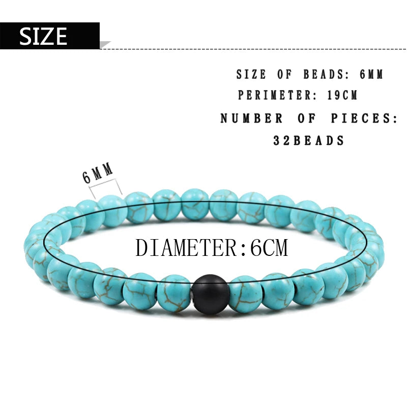 Hemasa 6mm Natural Black Matte Blue Beads  Stone Bracelets