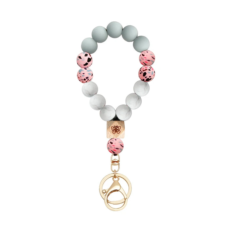 Silicone Keychain For Keys Tassel Wood Beads Bracelet Keyring For Women Accessories Multicolor Keychain Wholesale Hot Sale 2022