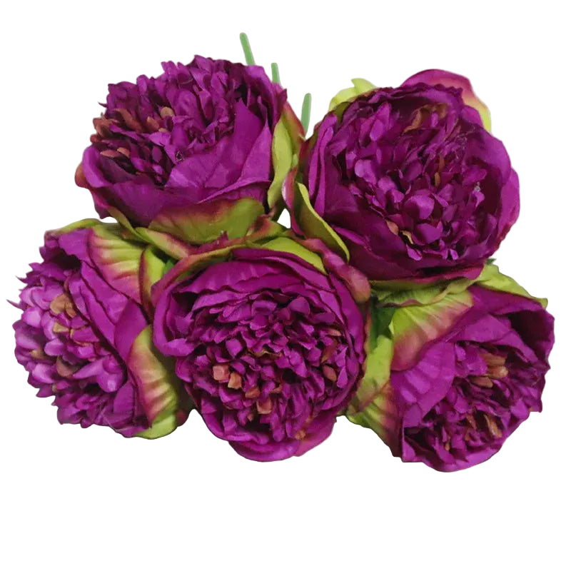 Tejesa 5 Big Heads 11cm Diameter Rose Pink Peony Artificial Flowers Bouquet Fake Flower for Home Bride Wedding Decoration Marriage Decor