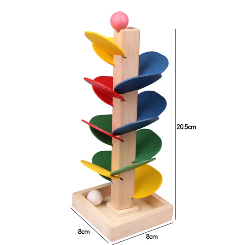 Hemasa Colorful Tree Marble Ball Run Track Building Blocks Kids Montessori Wooden Toys Learning Educational Toys for Children 3 years